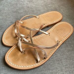 Handmade Italian sandals in rose gold leather, size 6 / 36.